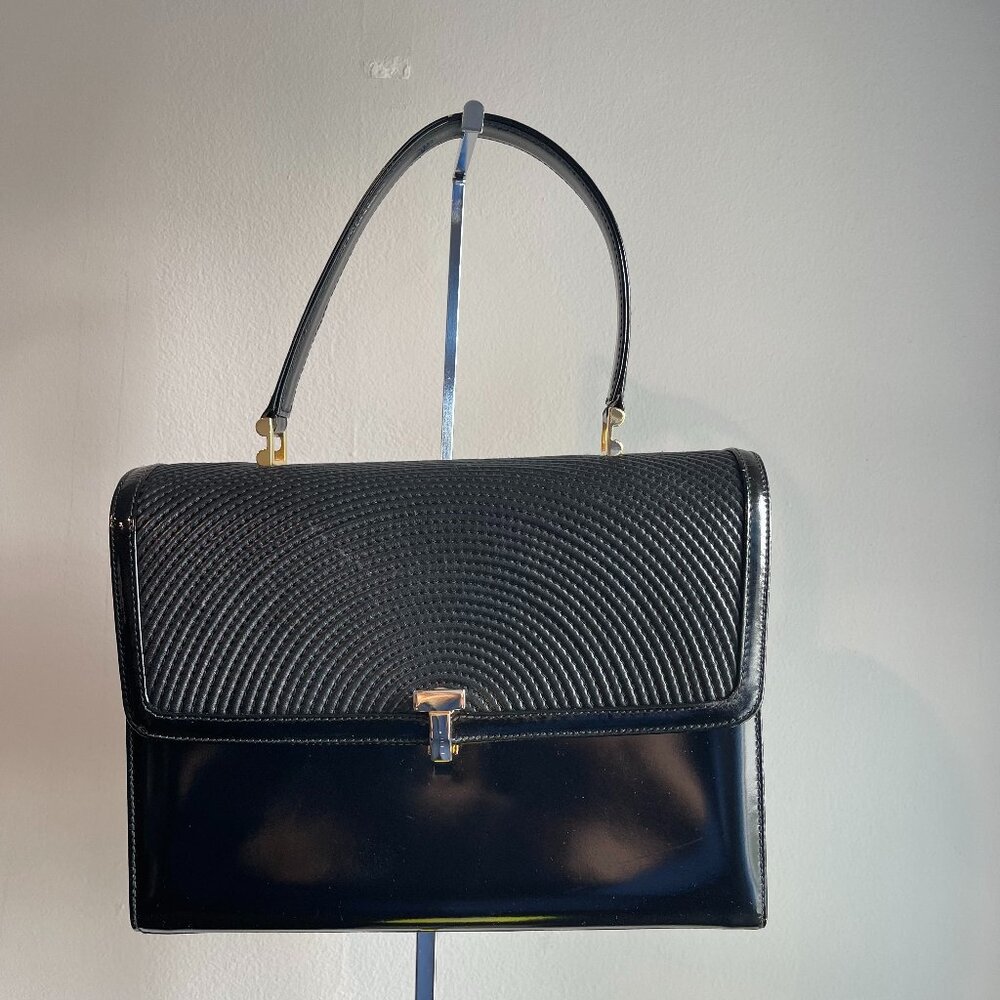 Tiffany & Co. Vintage T-Lock Top Handle Black Patent Leather Bag- Preowned - Picture 1 of 14